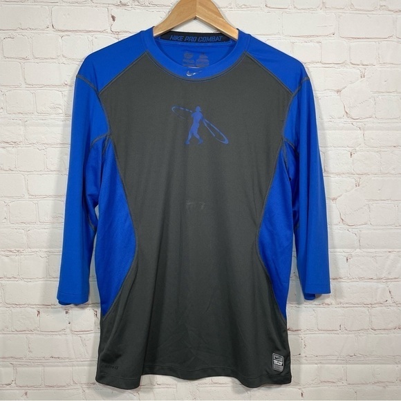 Nike Pro Combat Shirt Mens Large Ken Griffey Jr Swingman Fitted Blue Gray - Picture 1 of 11